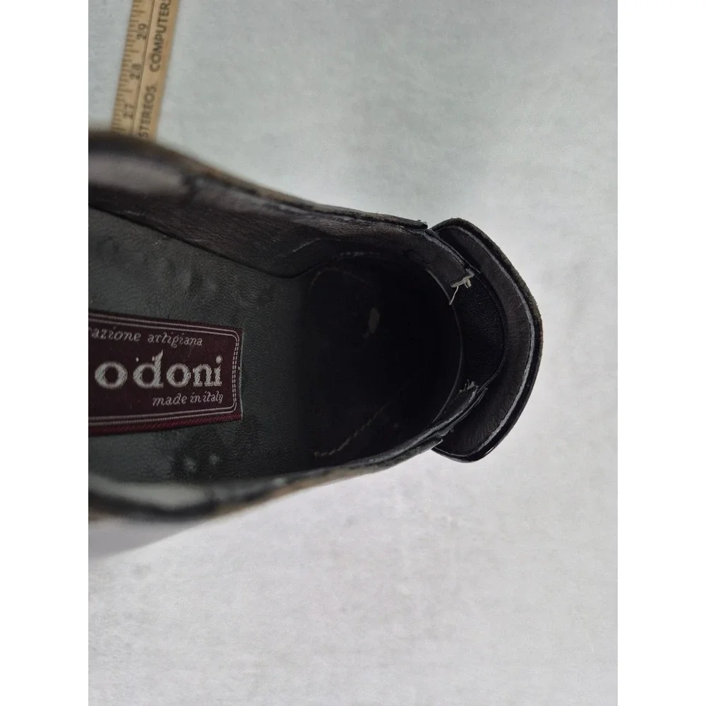 Dario Dodoni Vintage Men's 43 Black Leather Slip‑On Shoes – Made in Italy